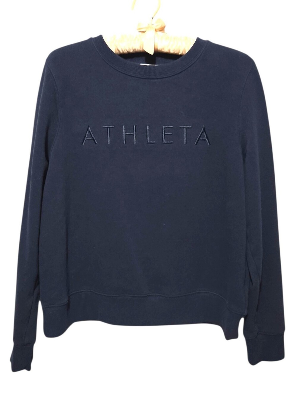 Athleta Navy Tonal Logo Crewneck Super Soft Sweatshirt Medium